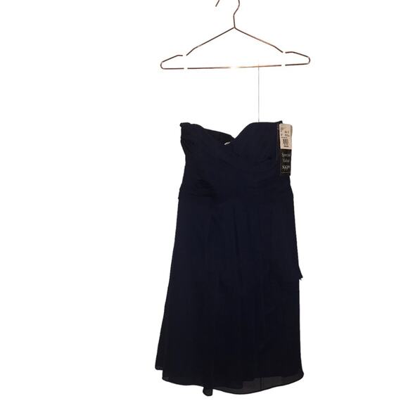 David’s Bridal blue marine strapless bridesmaid dress new with tag size 4 - Picture 1 of 6